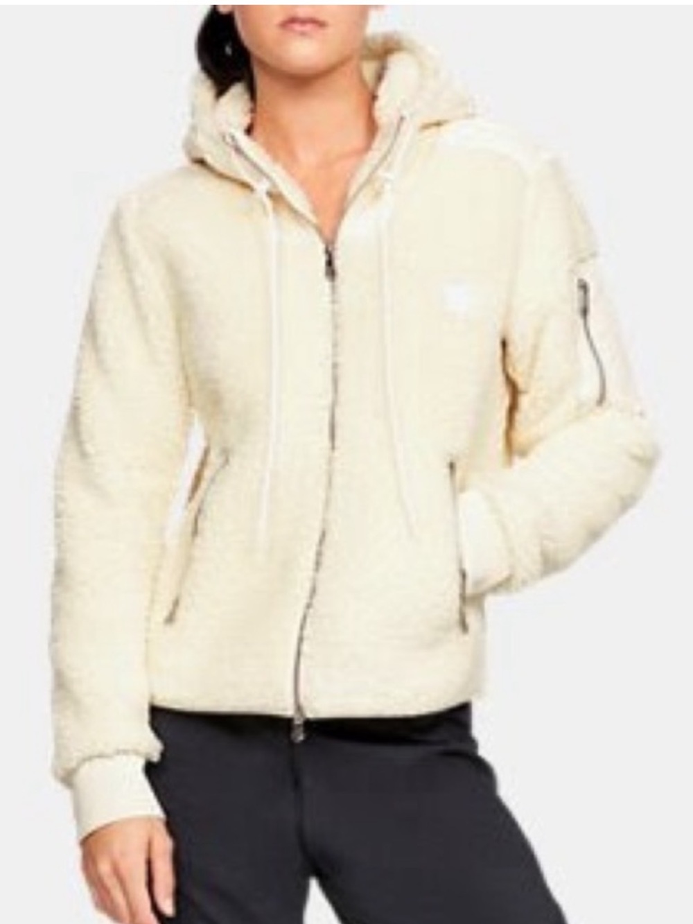 Under Armour Women's UA Be Seen Sherpa Swacket Hoodie Ivory Jacket Medium